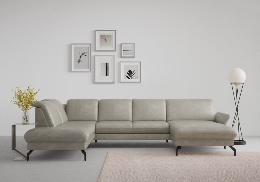 sit&more Wohnlandschaft »Fashion«, wahlweise mit Kopfteilverstellung und Vorziehsitz, motorisch, mit schwarzen Metallfüssen