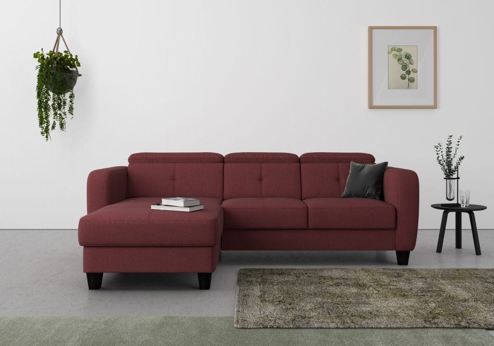 sit&more Ecksofa »Bellucci«, inklusive Kopfteilverstellung und Federkern, wahlweise mit Bettfunktion und Bettkasten