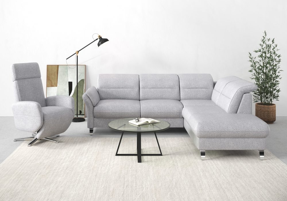 sit&more Ecksofa »Grenoble«, inklusive Federkern, wahlweise mit Bettfunktion, Stauraum, Armteilverstellung und Kopfteilverstellung