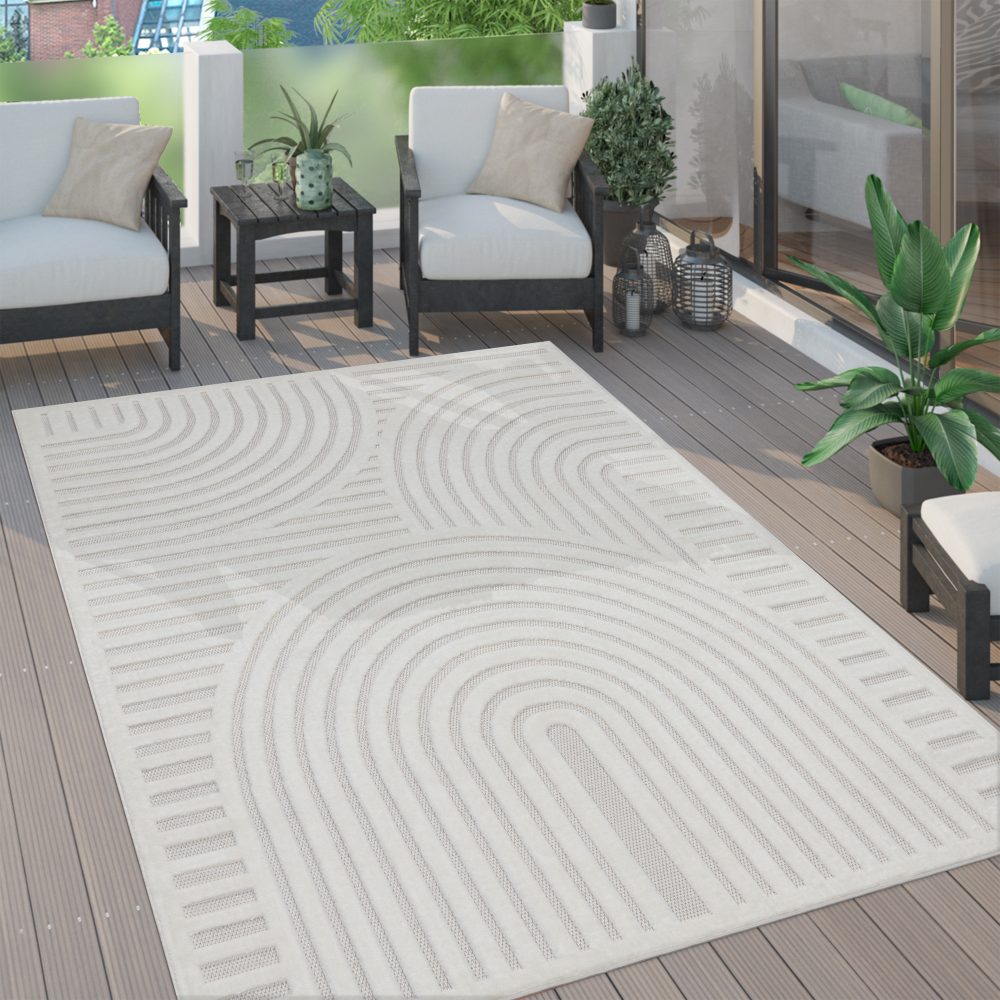 Paco Home Teppich »Livorno 674«, rechteckig, Uni Farben, moderner Hoch-Tief-Effekt, Scandi-Look, Outdoor geeignet