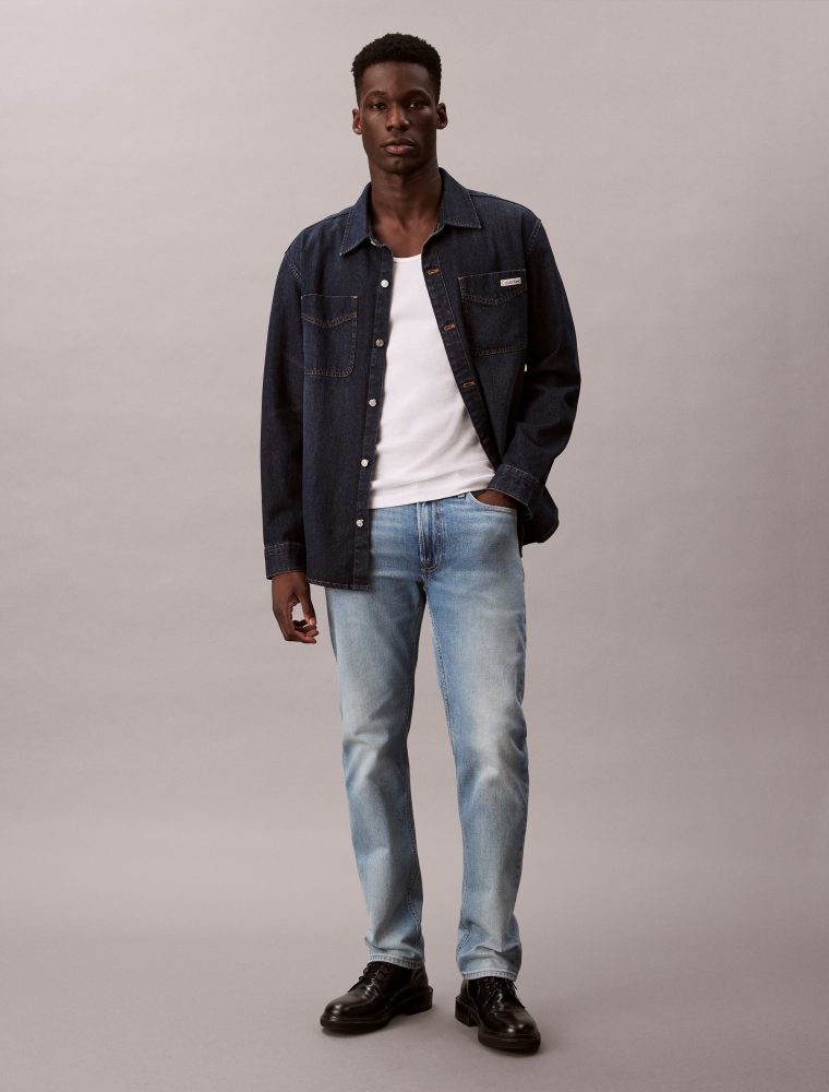 Calvin Klein Slim-fit-Jeans used washed, Slim Straight Fit, Logopatch am Bund