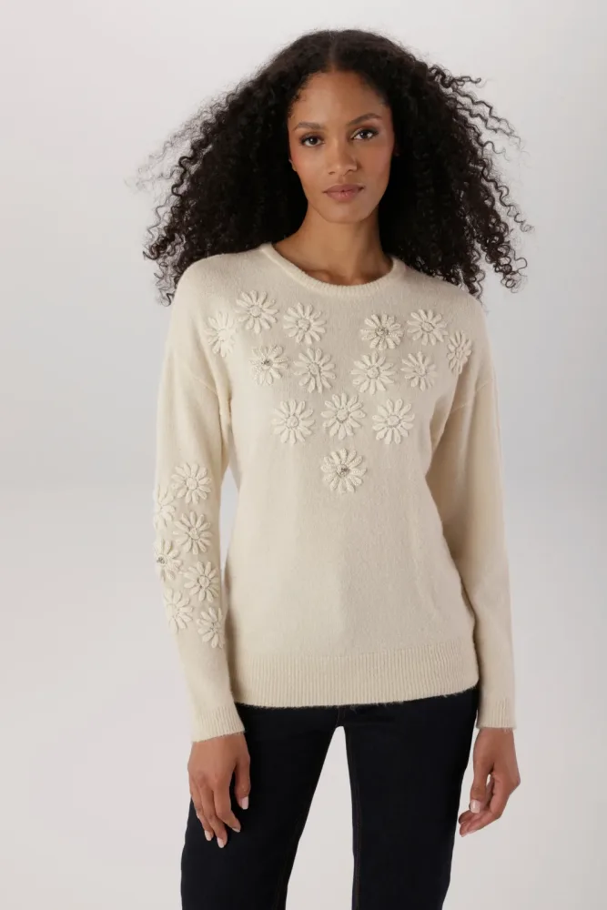 Aniston SELECTED Strickpullover mit Glitzersteinen und Kunstperlen verziert - NEUE KOLLEKTION