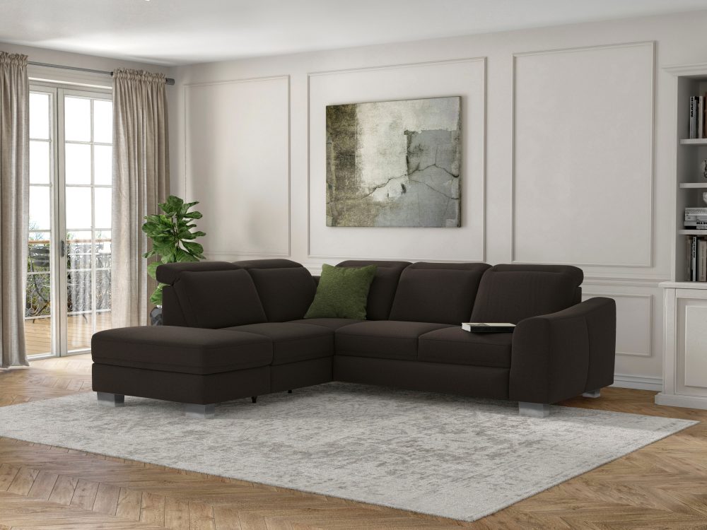sit&more Ecksofa »Durness«, mit Federkern und hochwertigen Edelstahlfüssen, wahlweise mit Kopfteilverstellung, Bettfunktion und Stauraum oder mit Bettfunktion und Bettkasten