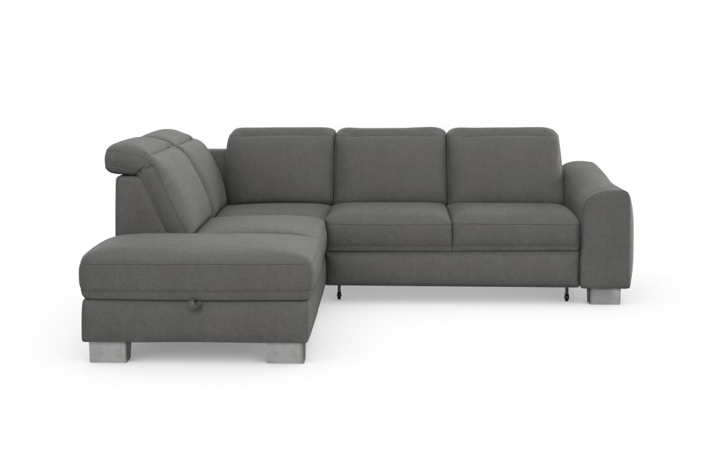 sit&more Ecksofa »Durness«, mit Federkern und hochwertigen Edelstahlfüssen, wahlweise mit Kopfteilverstellung, Bettfunktion und Stauraum oder mit Bettfunktion und Bettkasten