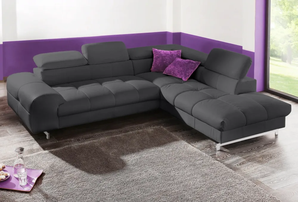 COTTA Ecksofa mit Kopfteilverstellung, edle Metallkufen, wahlweise mit Bettfunktion