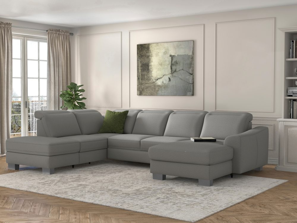 sit&more Wohnlandschaft »Durness«, mit Federkern und hochwertigen Edelstahlfüssen, wahlweise mit Kopfteilverstellung, optional mit Bettfunktion und Stauraum