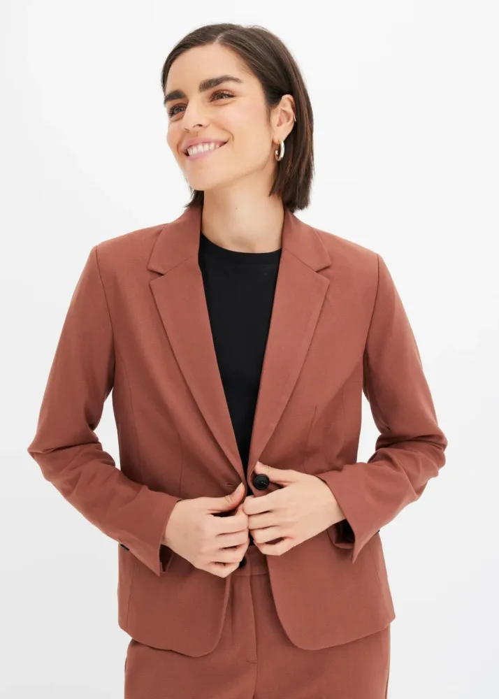 bonprix Blazer mit Paspeltaschenbraun 40Damen