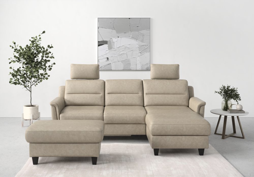 sit&more Ecksofa »Farö«, inklusive Federkern, mit wengefarbenen Füssen, wahlweise mit Bettfunktion und Bettkasten