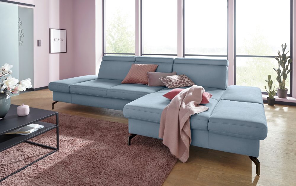 sit&more Ecksofa, Fusshöhe 15 cm, inklusive Sitztiefen-, Armteil- und Kopfteilverstellung