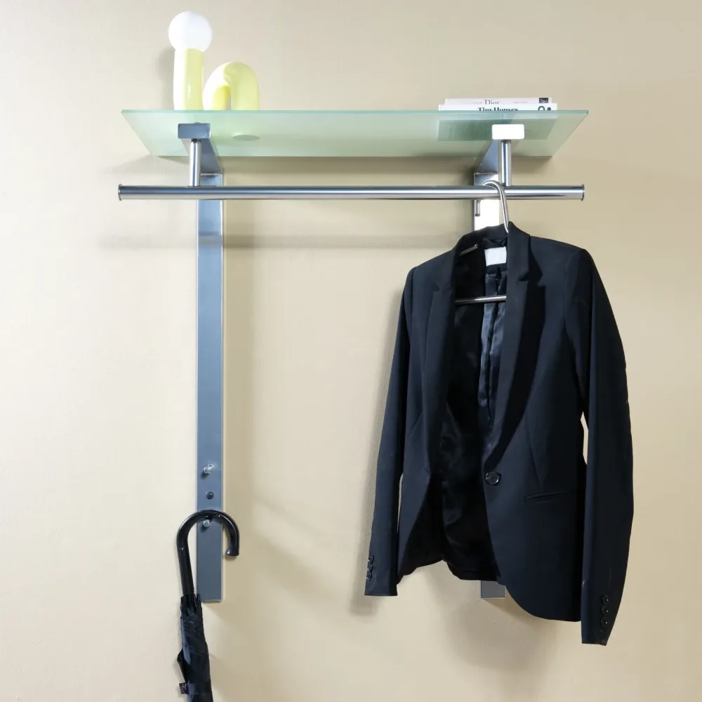 Spinder Design Garderobe Hesta Edelstahl Stahl 90 cm - Farbe: Nickel - Material: Stahl/Glas - Garderobe