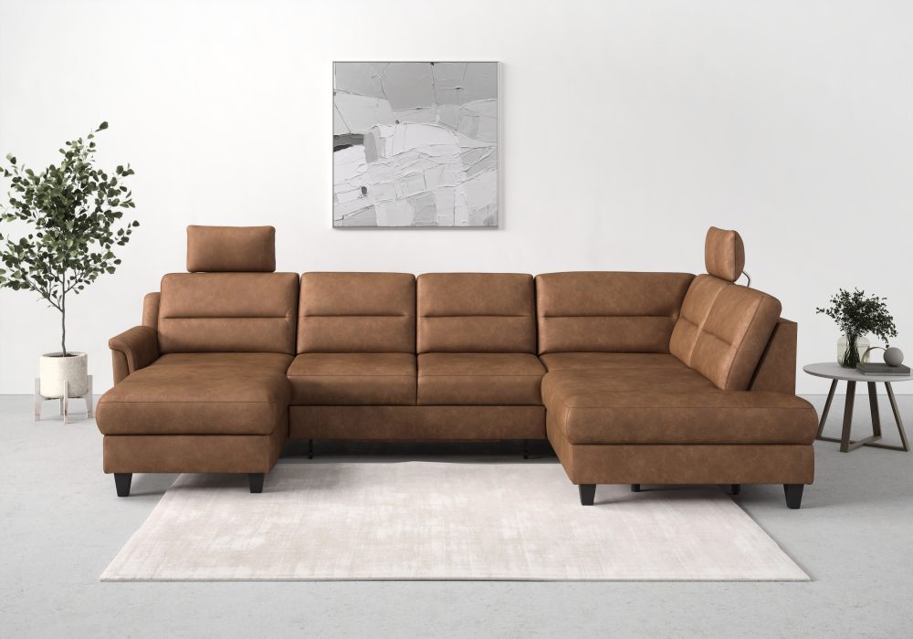 sit&more Wohnlandschaft »Farö«, inklusive Federkern, mit wengefarbenen Füssen, wahlweise mit Bettfunktion und Bettkasten