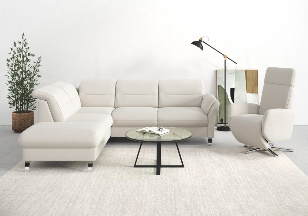sit&more Ecksofa »Grenoble«, inklusive Federkern, wahlweise mit Bettfunktion, Stauraum, Armteilverstellung und Kopfteilverstellung