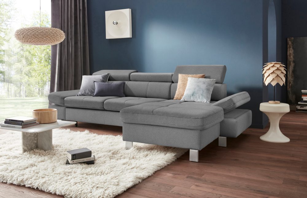 exxpo - sofa fashion Ecksofa, mit Kopf- bzw. Rückenverstellung, wahlweise mit Bettfunktion und Bettkasten