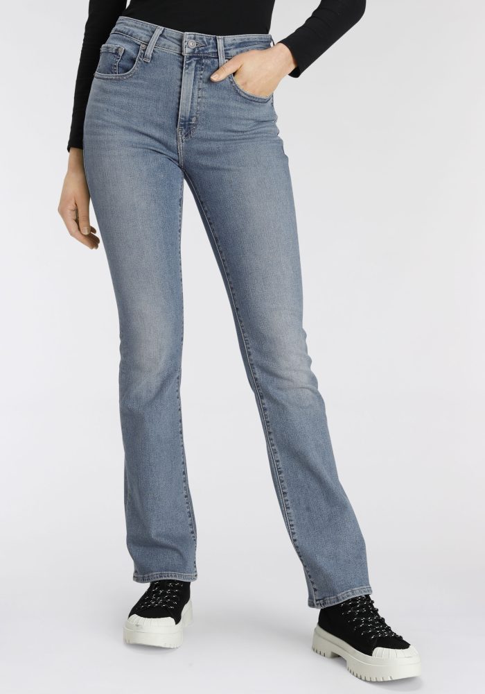 Jeans, Flared Leg Fit Damen Bleached Blau L30/W25