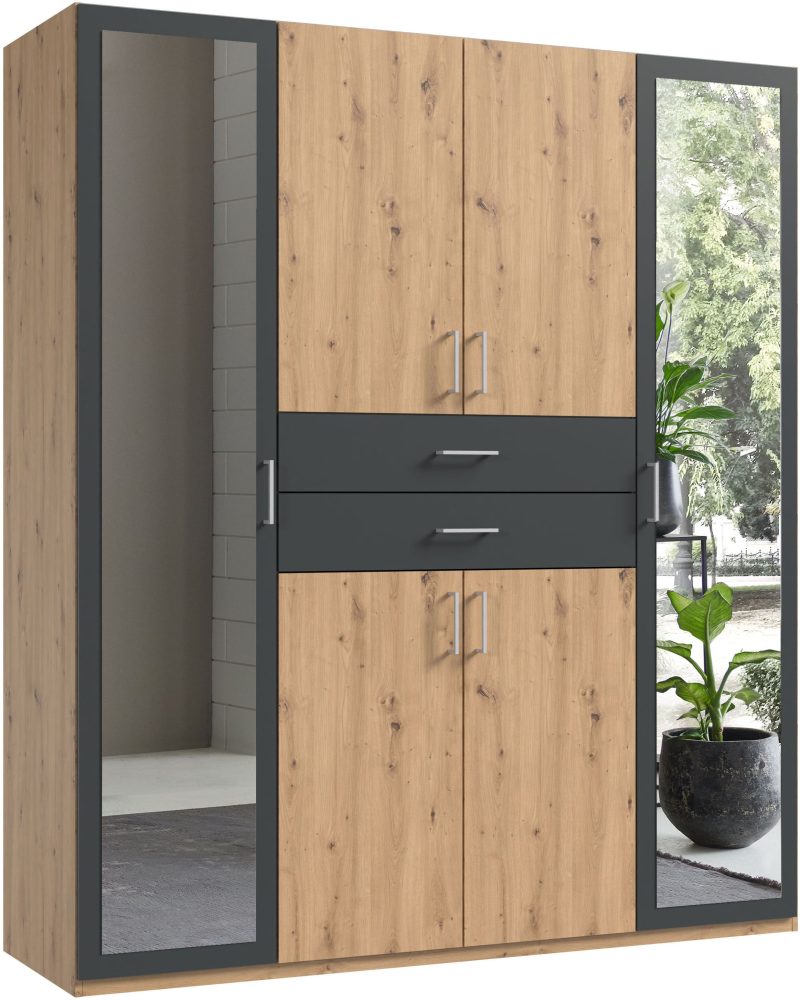 Wimex Kleiderschrank »Diver Drehtürenschrank mit Spiegel, 180, 225 o. 270cm breit«, Bestseller Schlafzimmerschrank wahlweise 3 Innenausstattungen