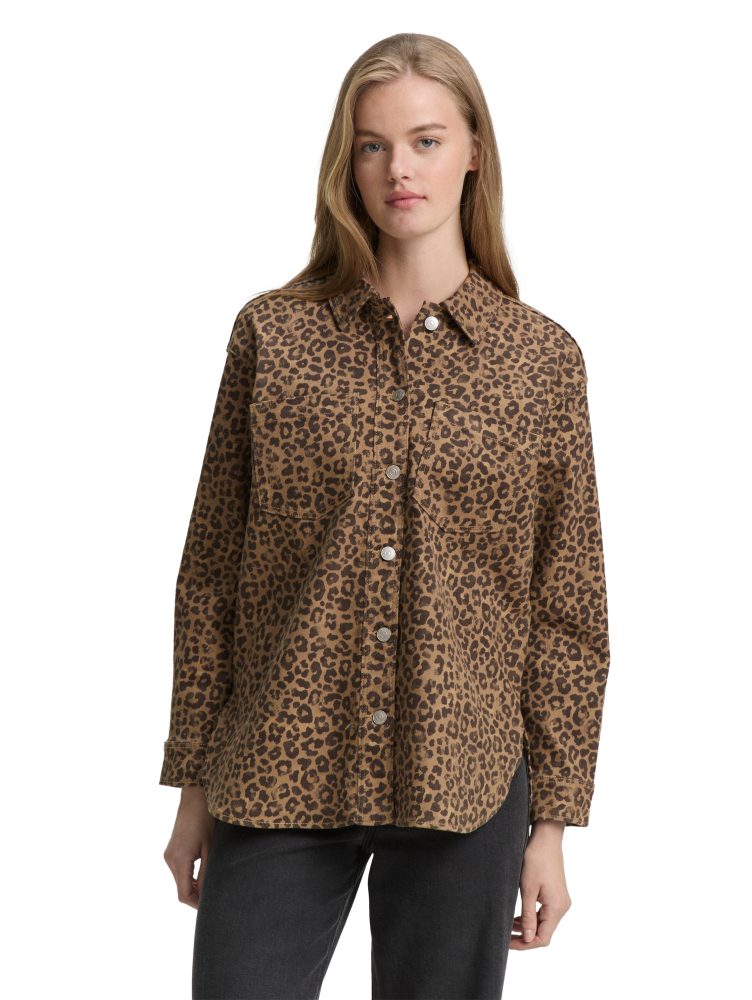 TOM TAILOR Denim Langarmbluse mit Animal-Print