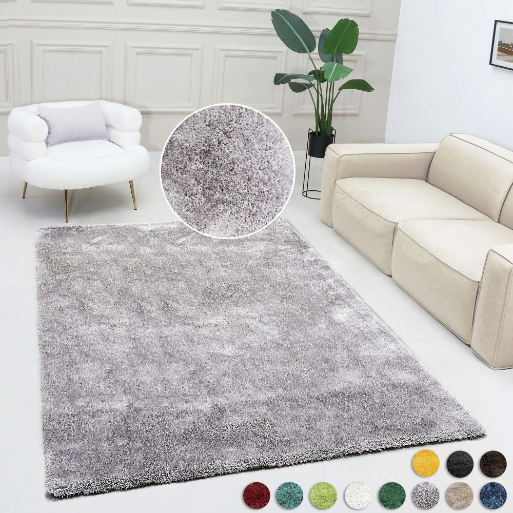 Bruno Banani Hochflor-Teppich »Dana Teppich«, rechteckig, uni, weich, Mikrofaser Teppiche, Wohnzimmer, Schlafzimmer, Esszimmer