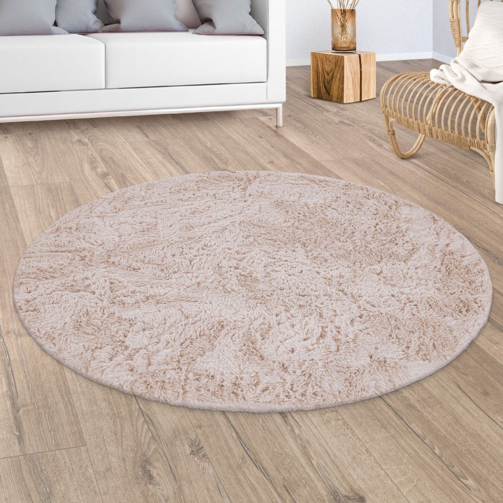 Paco Home Hochflor-Teppich »Silky 591«, rund, 33 mm Höhe, Uni Farben, besonders weich und kuschelig, ideal im Wohnzimmer & Schlafzimmer