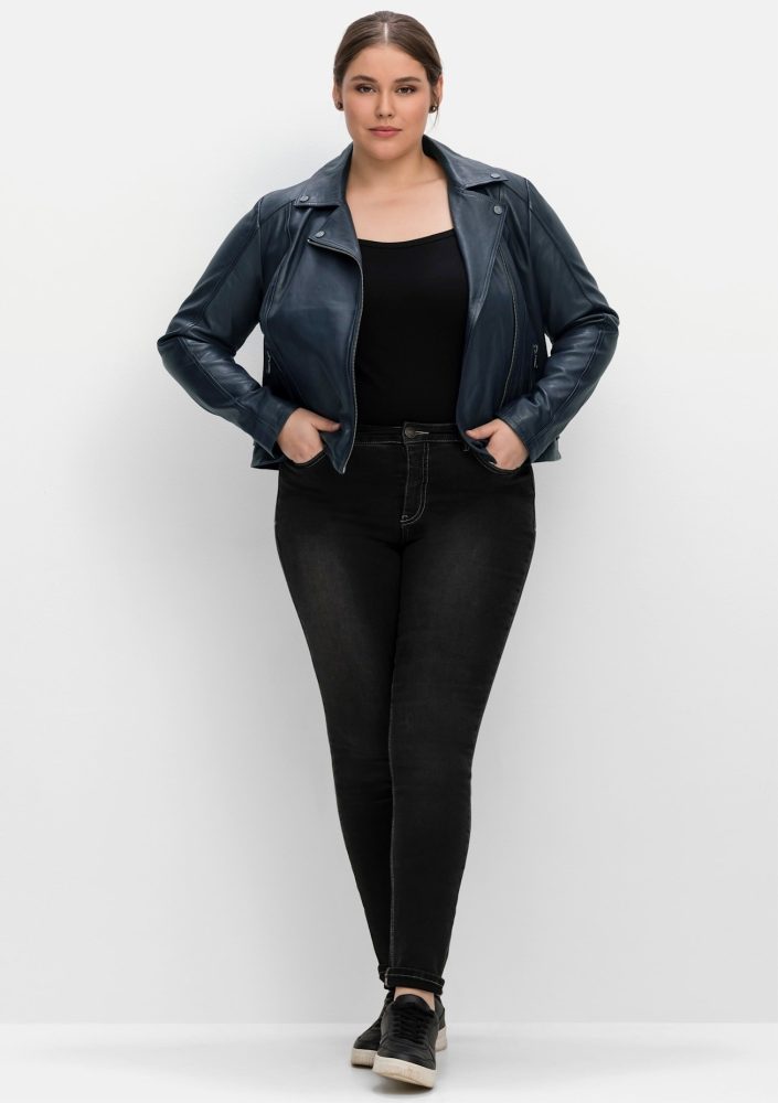 Sheego Lederjacke, ohne Kapuze