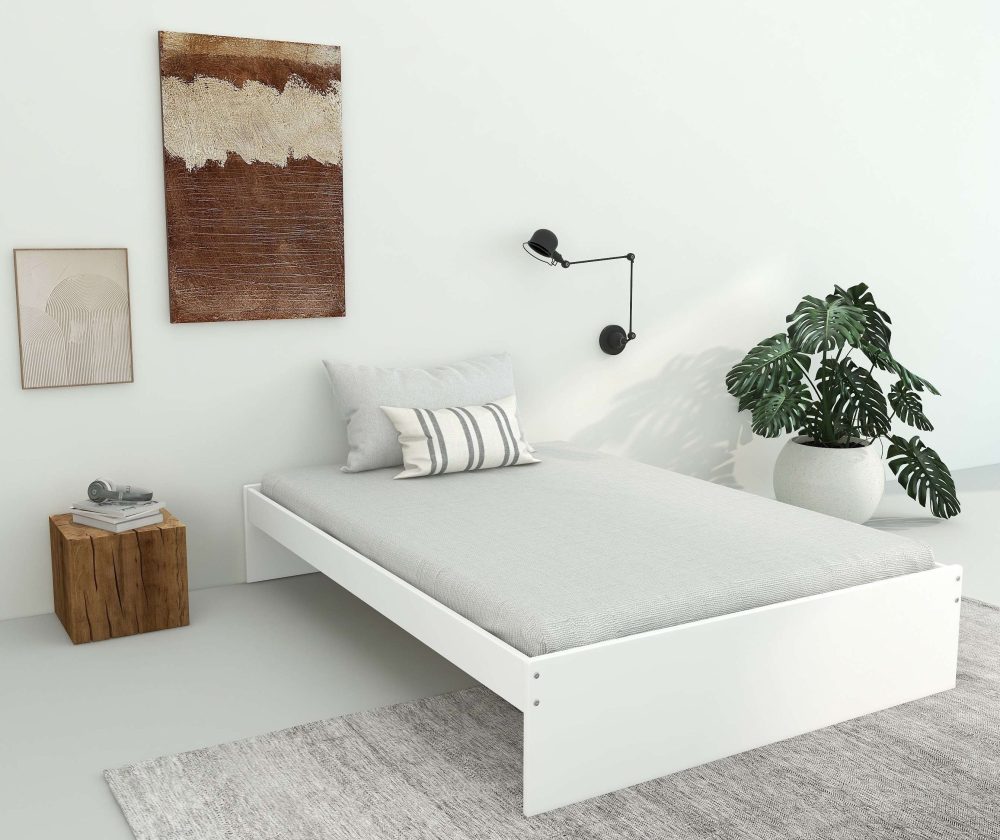 GOODproduct Bett »Magdala, Futonbett, schlichtes Design, Top Qualität« Breite/ Belastbarkeit: 120cm/200 KG, 90cm/ 100KG, aus robustem MDF, Breite Liegefläche 140 cm, Bettkasten optional