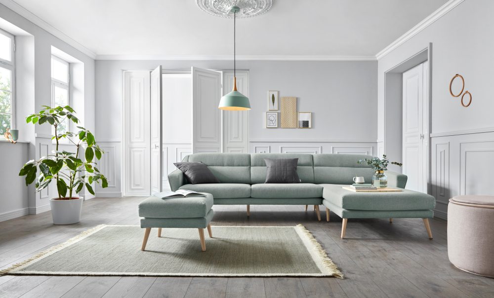 andas Ecksofa »Bille«, mit Naht im Rückenkissen und Beinen aus Eichenholz, Design by Morten Georgsen