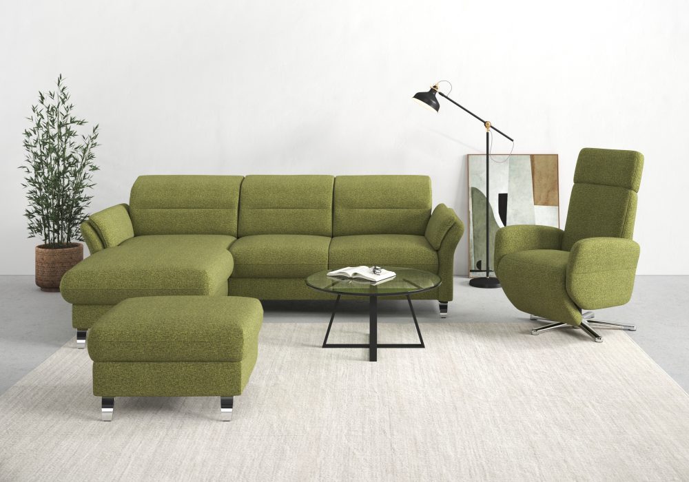 sit&more Ecksofa »Grenoble«, inklusive Federkern, wahlweise mit Bettfunktion, Bettkasten, Armteilverstellung und Kopfteilverstellung