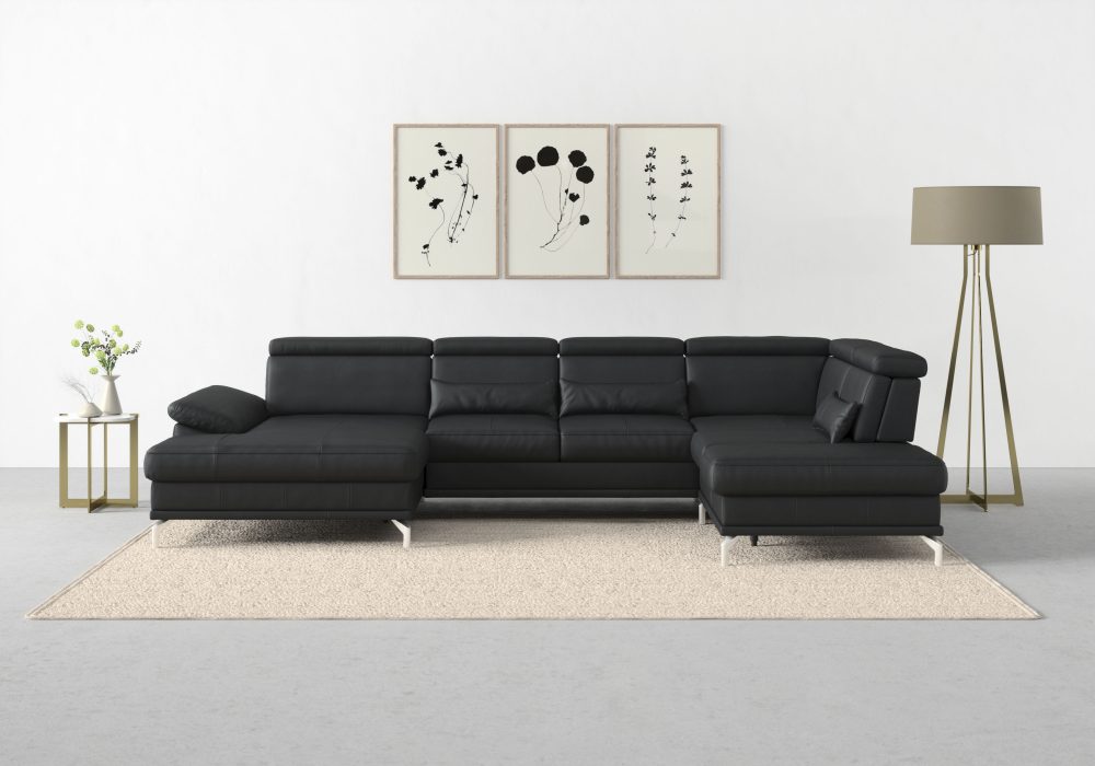 sit&more Wohnlandschaft »Cabrio«, Sitztiefenverstellung und Federkern, jeweils inklusive 3 Nierenkissen