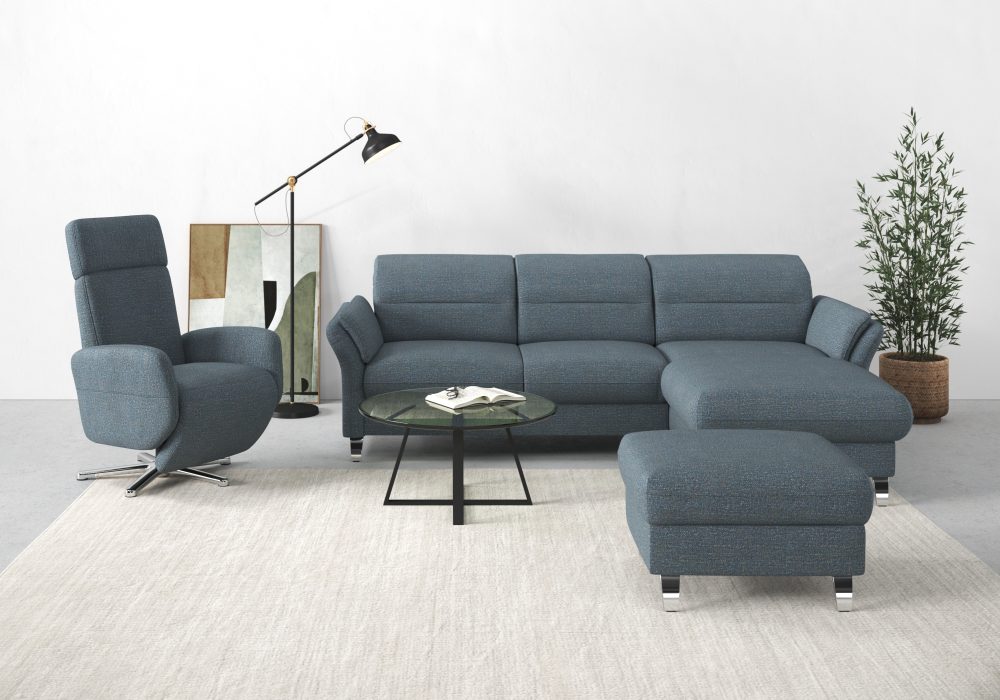 sit&more Ecksofa »Grenoble«, inklusive Federkern, wahlweise mit Bettfunktion, Bettkasten, Armteilverstellung und Kopfteilverstellung