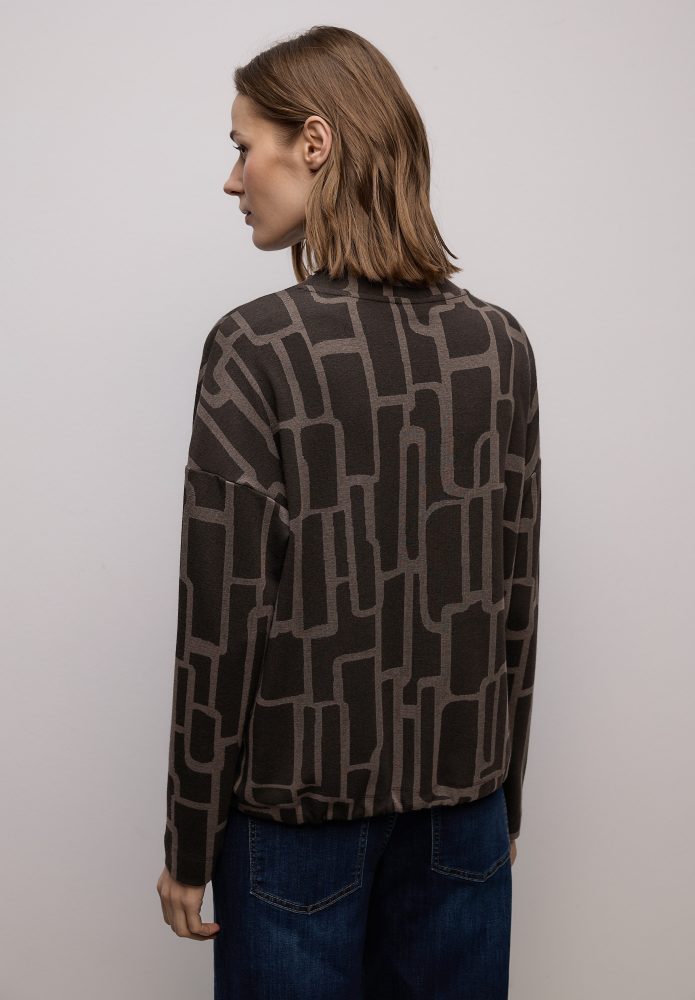 STREET ONE Print-Shirt mit Tunnelzug und grafischem Allover-Print
