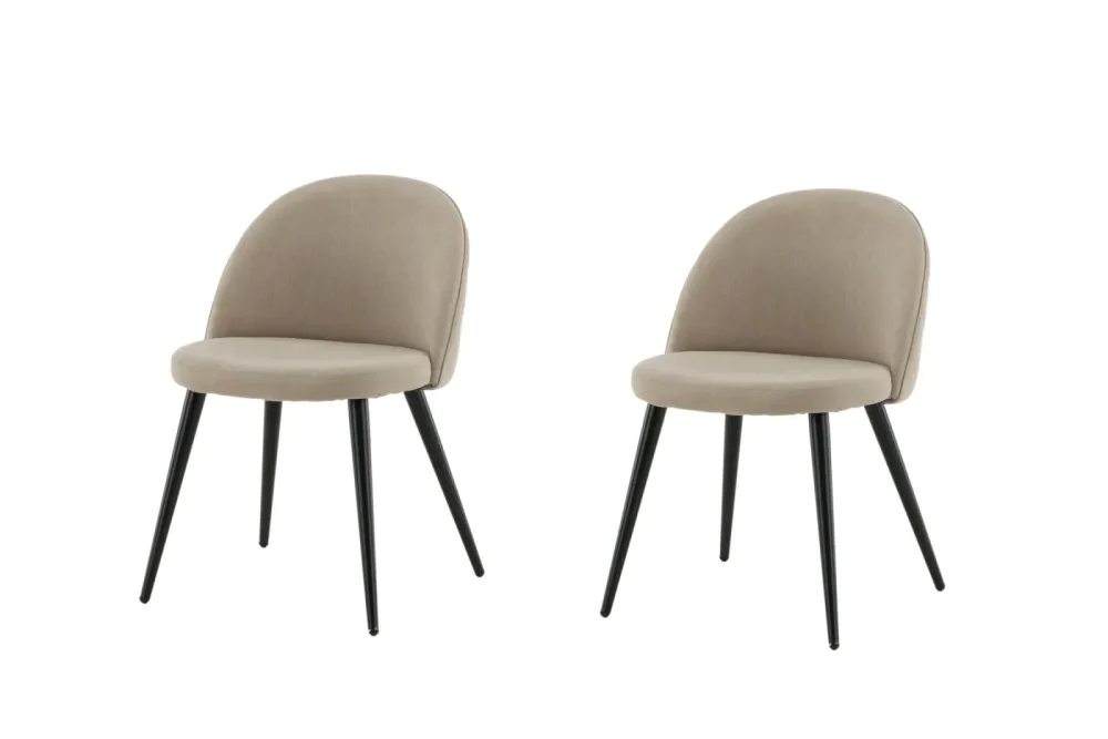 Stuhl Vendet Beige Stahl/Polyester B 50 cm - Material: Polyesterleinen/ Stahl - Stuhl