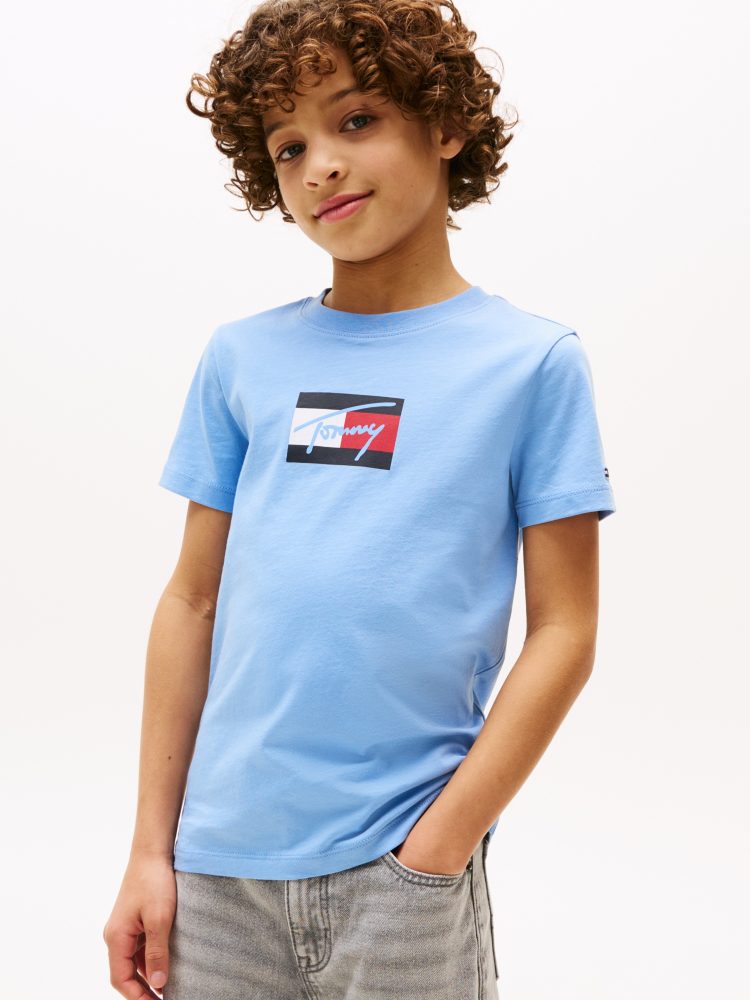 Tommy Hilfiger T-Shirt »TOMMY SCRIPT FLAG PRINT TEE SS« für Kinder bis 16 Jahre, mit Logo-Print