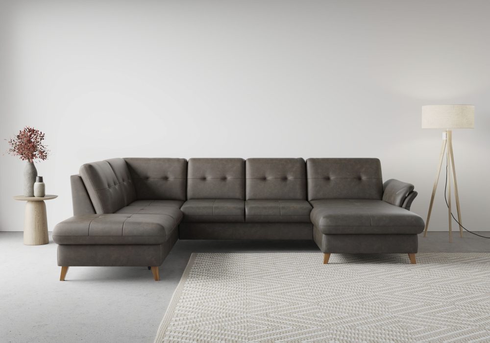 sit&more Wohnlandschaft »Göteborg«, inklusive Sitztiefenverstellung und Federkern, wahlweise mit Bettfunktion und Bettkasten