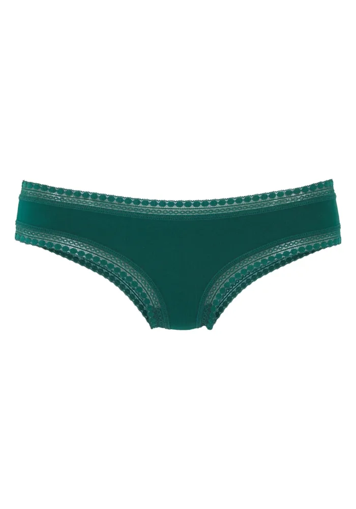 LASCANA Brasilslip 3er-Set, aus elastischer Baumwolle mit weicher Spitze
