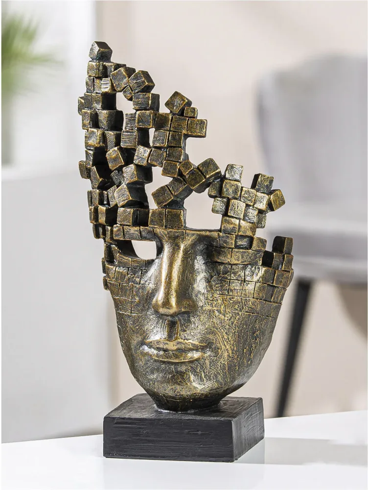 Gilde Figur Gesicht, Male Mask, Bronze H: 30 cm  | Schubiger Möbel
