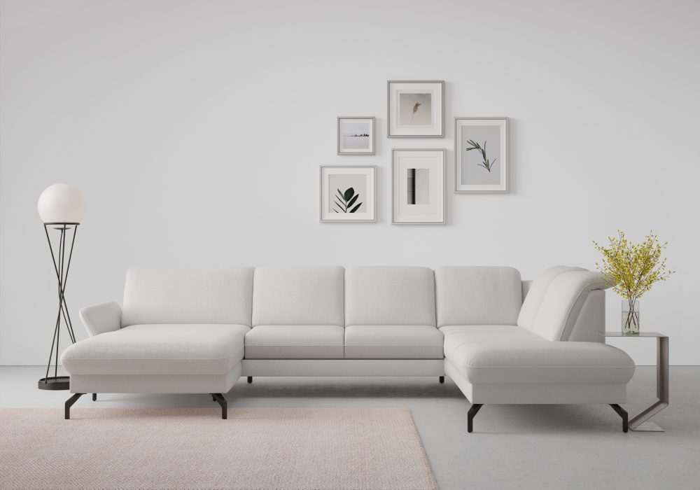 sit&more Wohnlandschaft »Fashion«, wahlweise mit Kopfteilverstellung und Vorziehsitz, motorisch, mit schwarzen Metallfüssen
