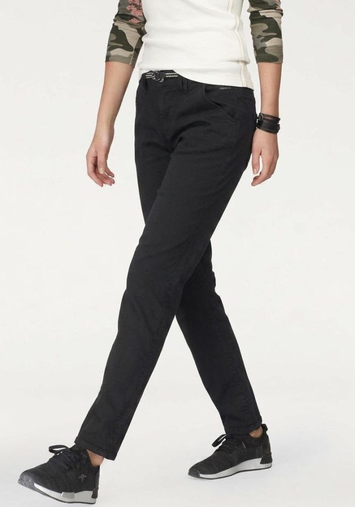 KangaROOS Chinohose, (Set, 2 tlg., mit Gürtel), in schmaler Form, mit Kordel zu binden