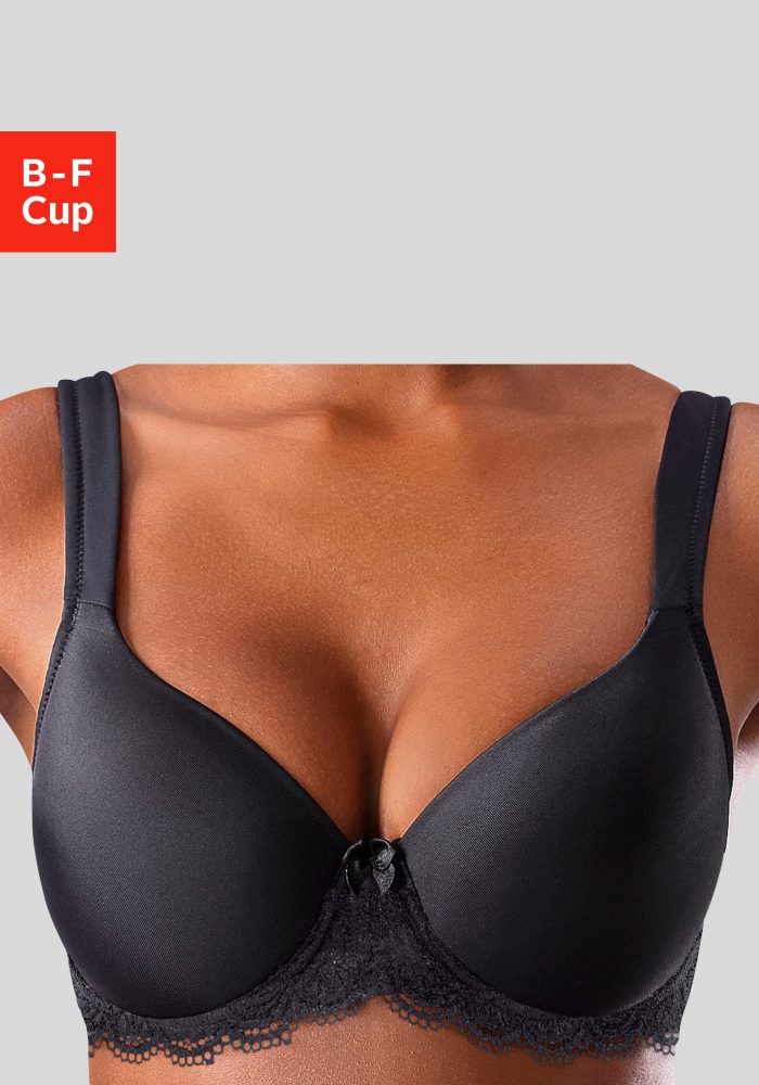 LASCANA Schalen-BH, mit Bügel, mit nahtlos vorgeformten Cups und Spitzendetails, Dessous