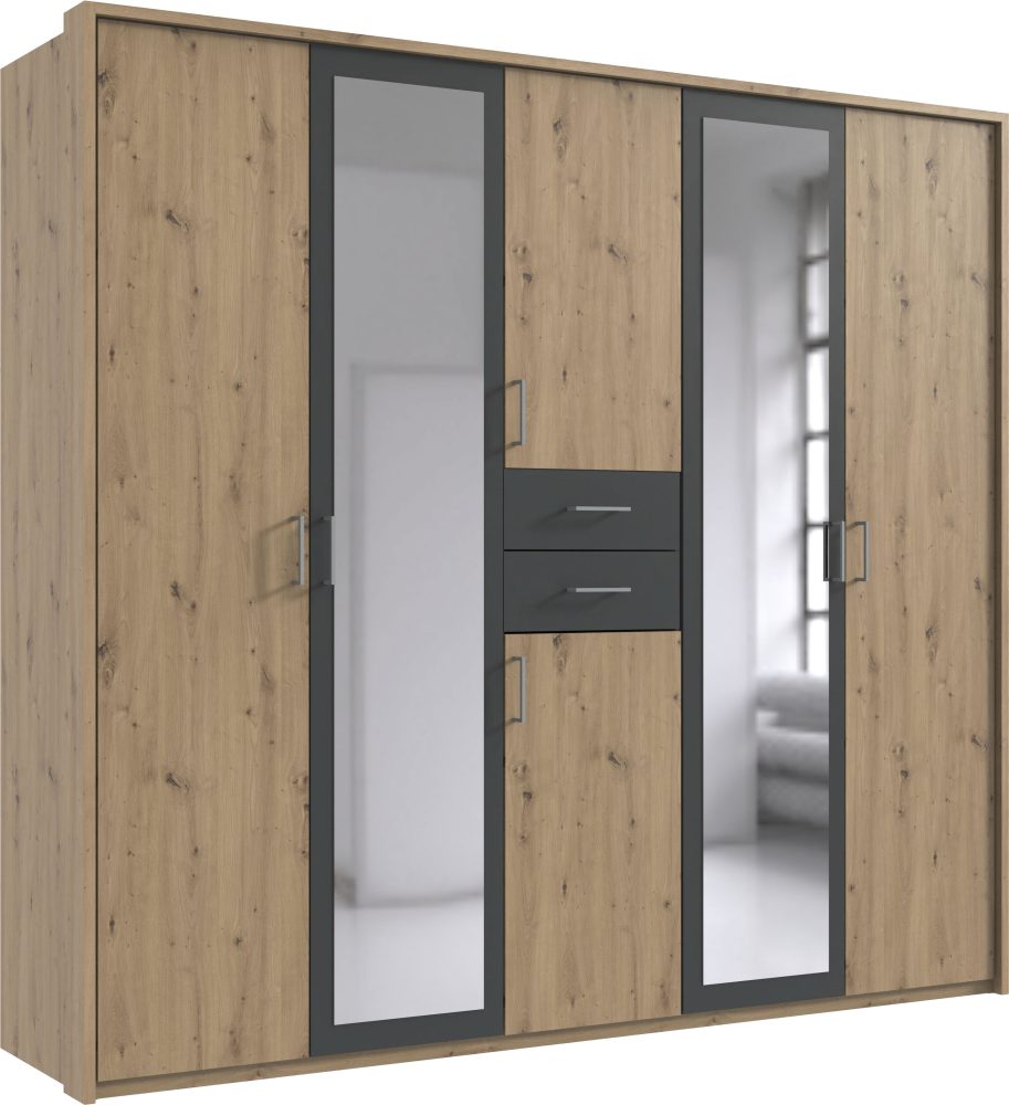 Wimex Kleiderschrank »Diver Drehtürenschrank mit Spiegel, 180, 225 o. 270cm breit«, Bestseller Schlafzimmerschrank wahlweise 3 Innenausstattungen