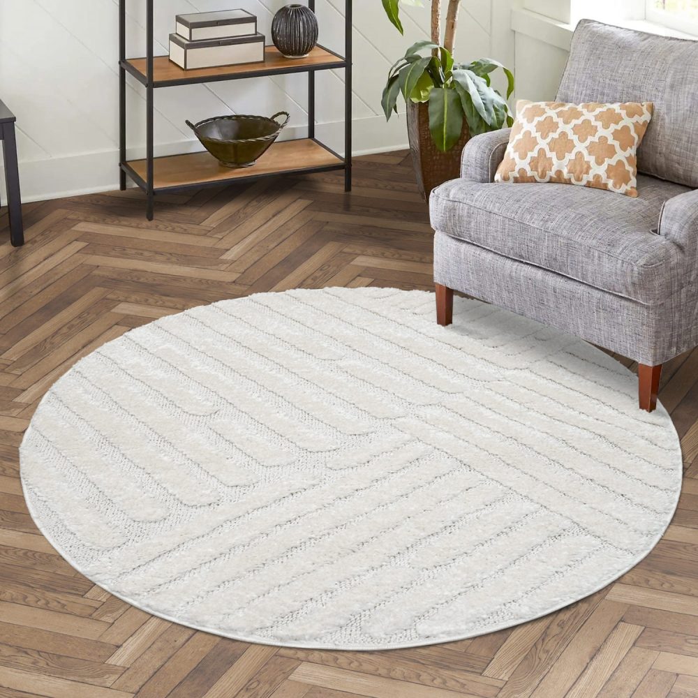 Carpet City Hochflor-Teppich »FOCUS749«, rund, Boho-Teppich, Hochtief-Muster/ 3D-Effekt, für Wohnzimmer, Schlafzimmer
