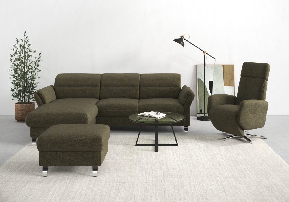 sit&more Ecksofa »Grenoble«, inklusive Federkern, wahlweise mit Bettfunktion, Bettkasten, Armteilverstellung und Kopfteilverstellung