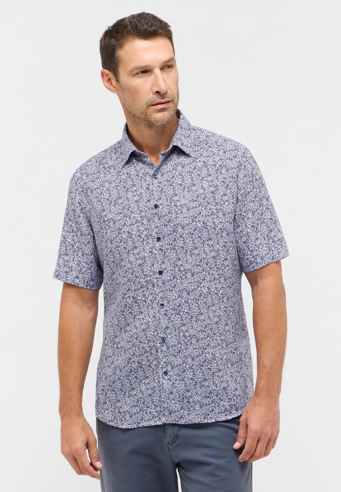 MODERN FIT Hemd in navy bedruckt