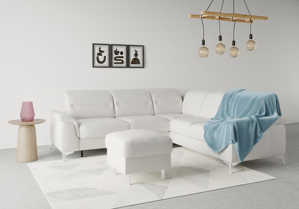 sit&more Ecksofa »Sinatra«, optional mit Kopfteilverstellung und Armteilfunktion oder Kopfteilverstellung, Armteilfunktion, Bettfunktion und Schubkasten, langer Schenkel links oder rechts bestellbar, chromfarbene Metallfüsse