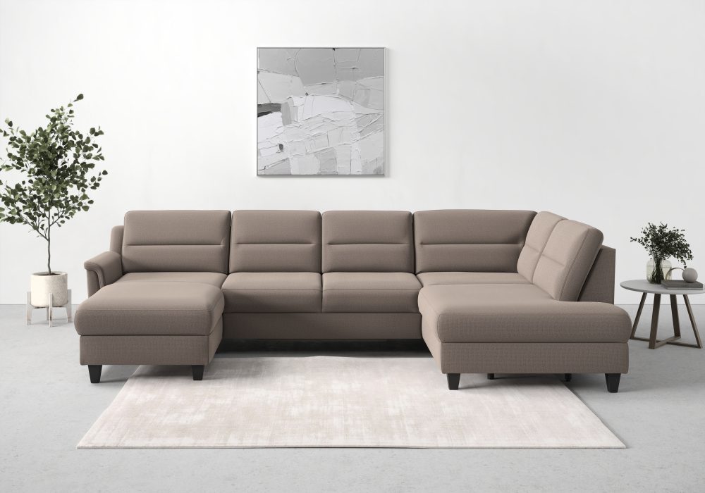 sit&more Wohnlandschaft »Farö«, inklusive Federkern, mit wengefarbenen Füssen, wahlweise mit Bettfunktion und Bettkasten