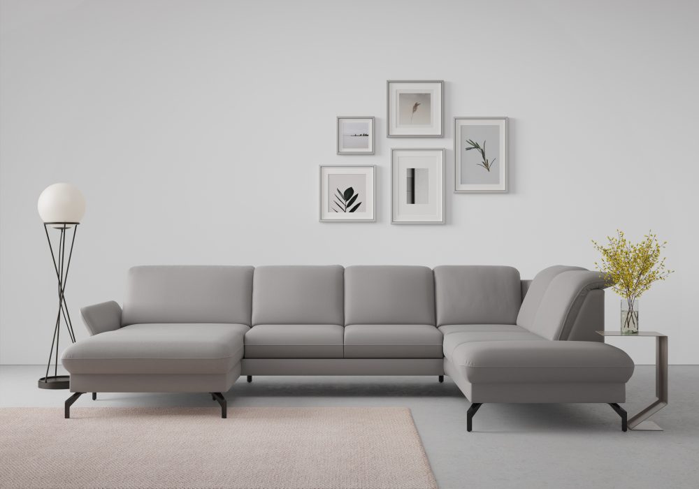 sit&more Wohnlandschaft »Fashion«, wahlweise mit Kopfteilverstellung und Vorziehsitz, motorisch, mit schwarzen Metallfüssen