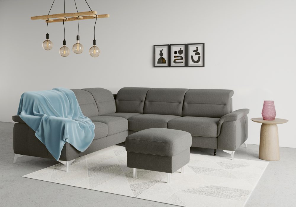 sit&more Ecksofa »Sinatra«, optional mit Kopfteilverstellung und Armteilfunktion oder Kopfteilverstellung, Armteilfunktion, Bettfunktion und Schubkasten, langer Schenkel links oder rechts bestellbar, chromfarbene Metallfüsse