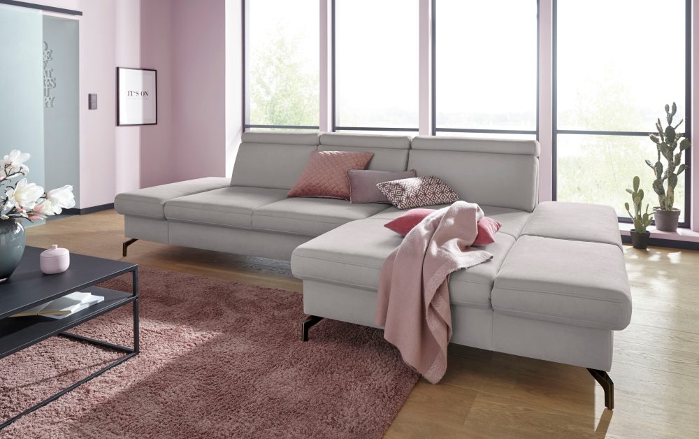 sit&more Ecksofa, Fusshöhe 12 cm, inklusive Sitztiefen-, Armteil- und Kopfteilverstellung