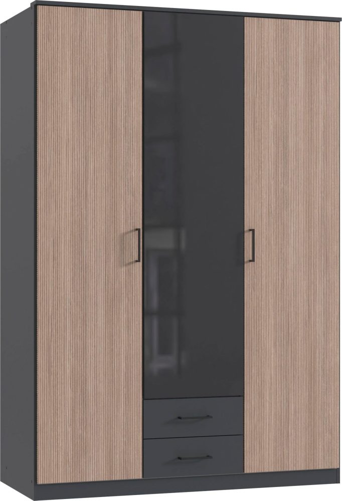 Wimex Kleiderschrank »Fulda, 135 oder 180/58/199cm, 2 Schubladen, Made in Germany«, (mit Kranzleiste), besonderer Look durch Multiplex Optik, mit oder ohne Glasauflage