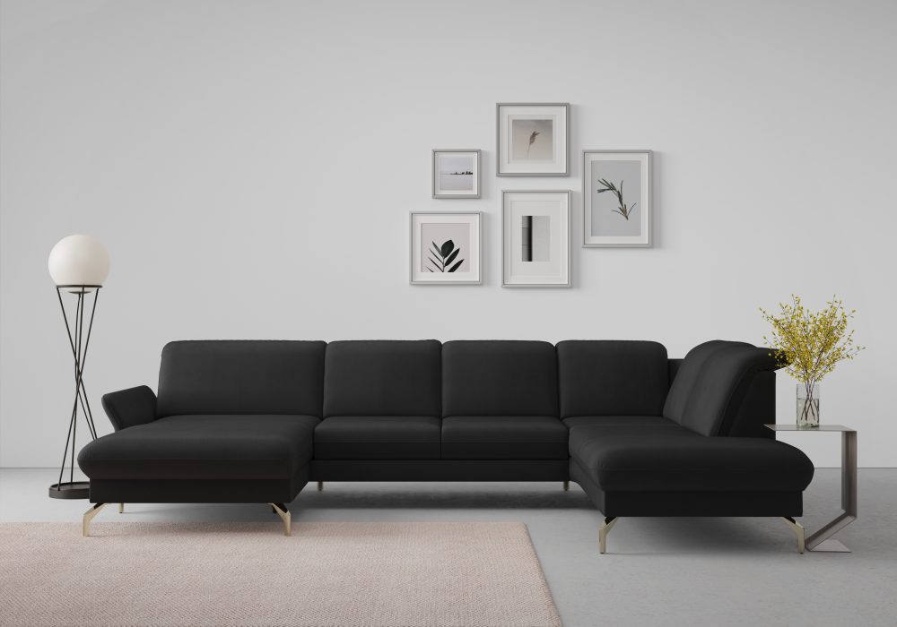 sit&more Wohnlandschaft »Fashion«, wahlweise mit Kopfteilverstellung und Vorziehsitz, motorisch, mit satinierten Nickelfüssen