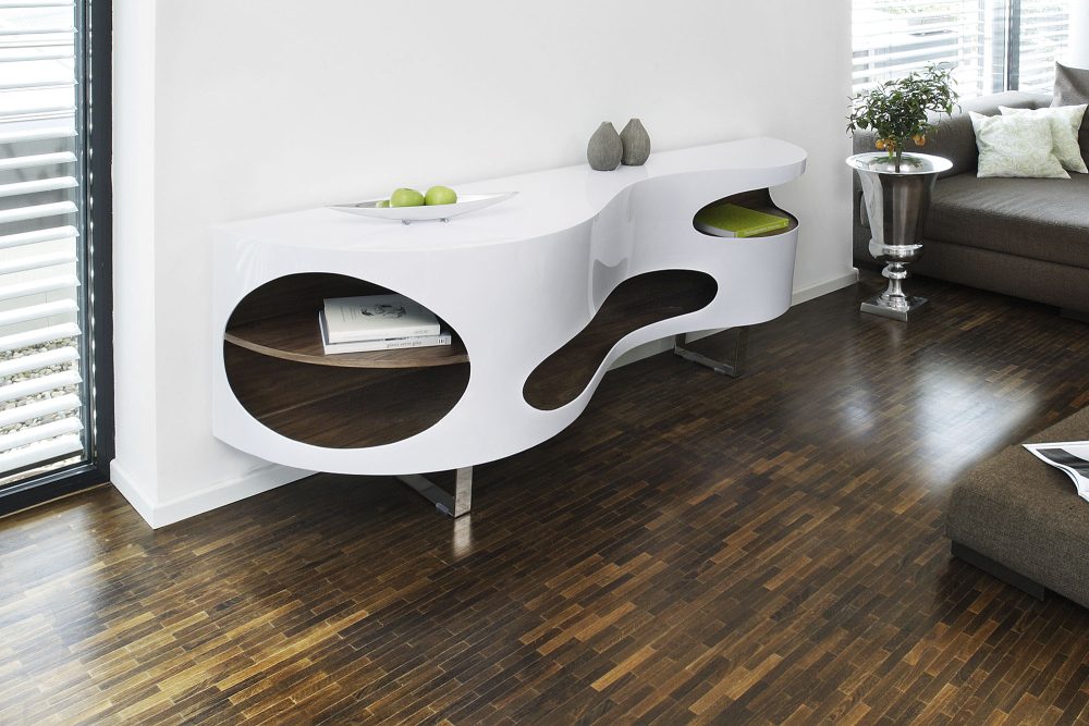 Sideboard 200x50x75cm weiss-Walnuss