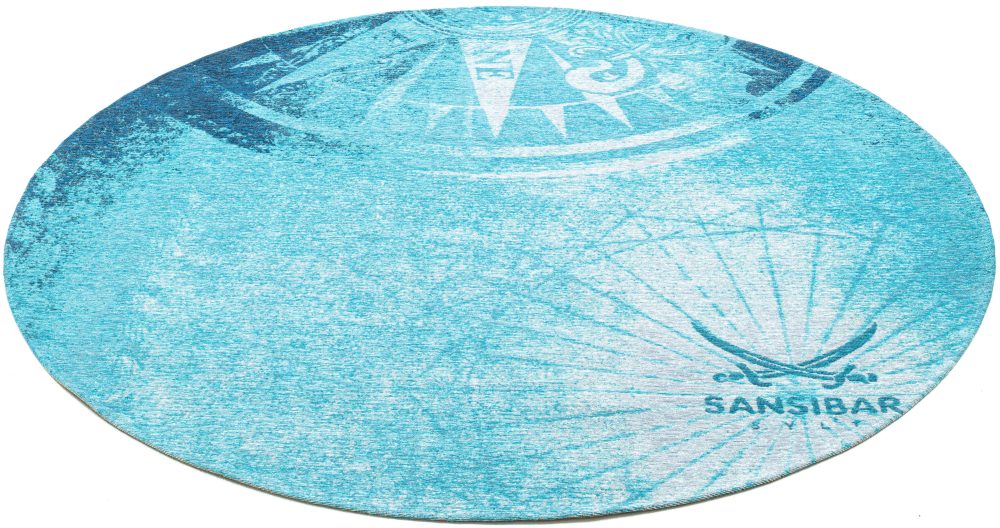 Sansibar Teppich »Keitum 011«, rund, Flachgewebe, modernes Design, Motiv Kompass